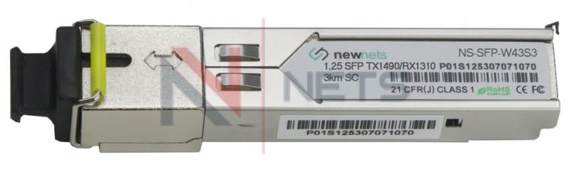 Оптический трансивер NS-SFP-1.25G-W43S3, 1.25G Tx/Rx: 1490/1310nm 3km SC